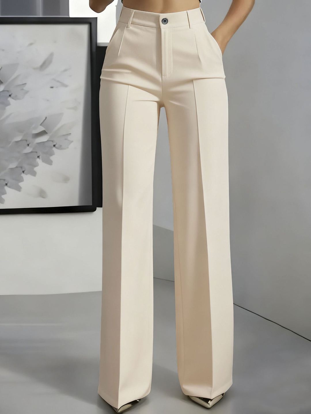 Women's Fitted Belted Trousers with Elasticated Waist - photo 5