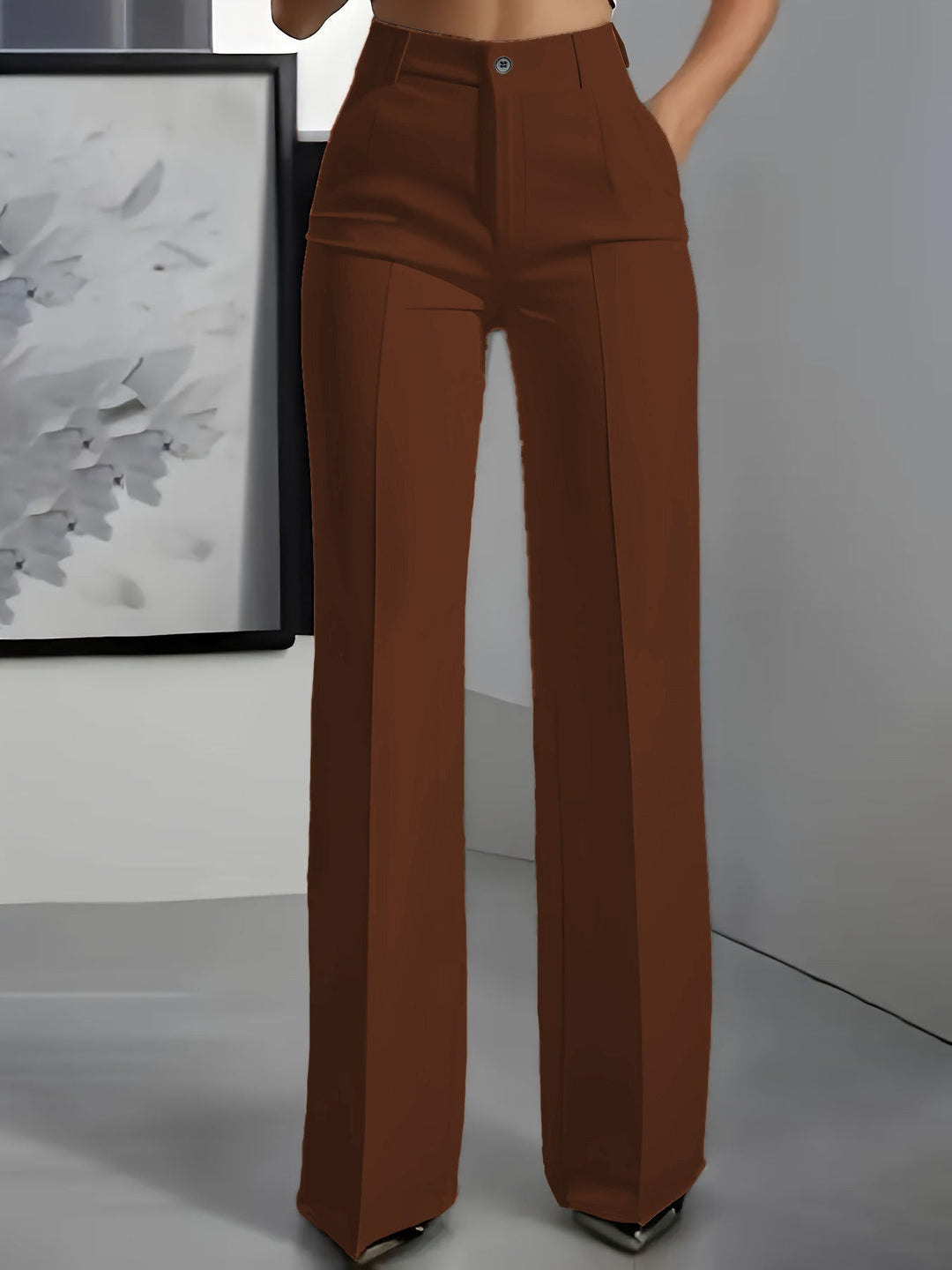 Women's Fitted Belted Trousers with Elasticated Waist - photo 6
