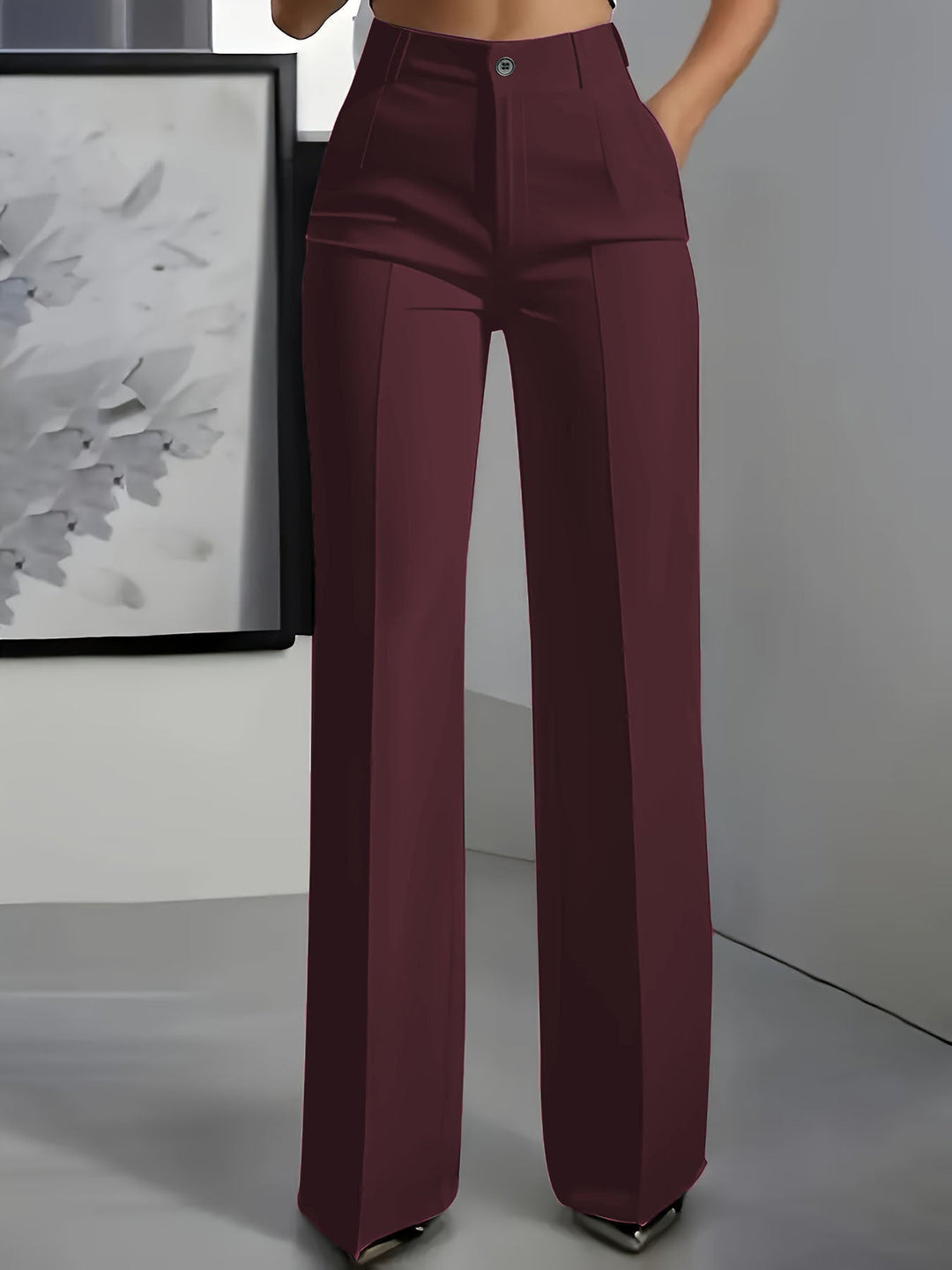 Women's Fitted Belted Trousers with Elasticated Waist - photo 7