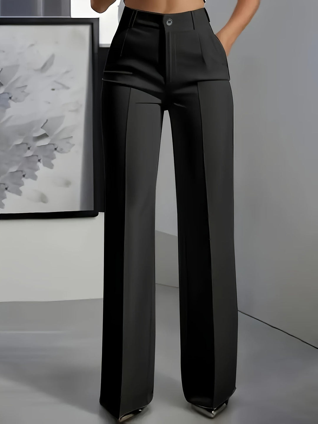 Women's Fitted Belted Trousers with Elasticated Waist - photo 8
