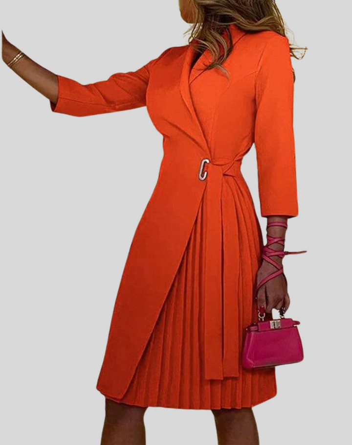 Women's Fitted Pleated Midi Dress - photo 2