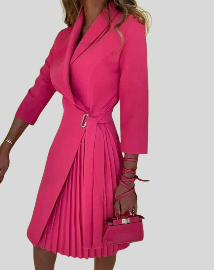 Women's Fitted Pleated Midi Dress - photo 3