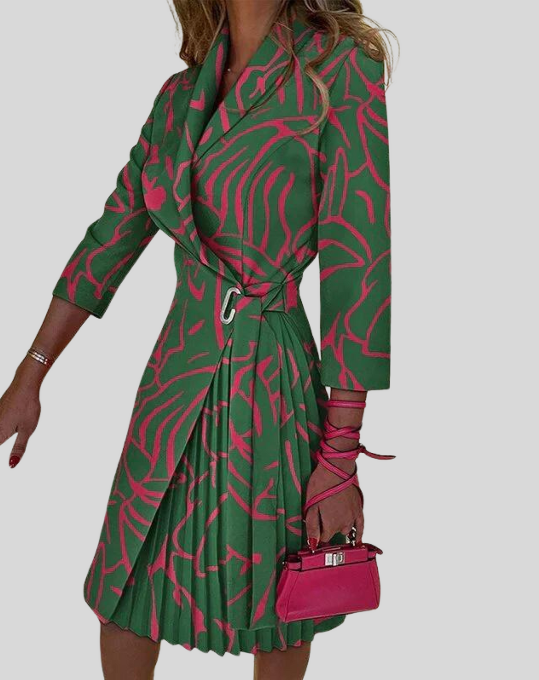Women's Fitted Pleated Midi Dress - photo 8