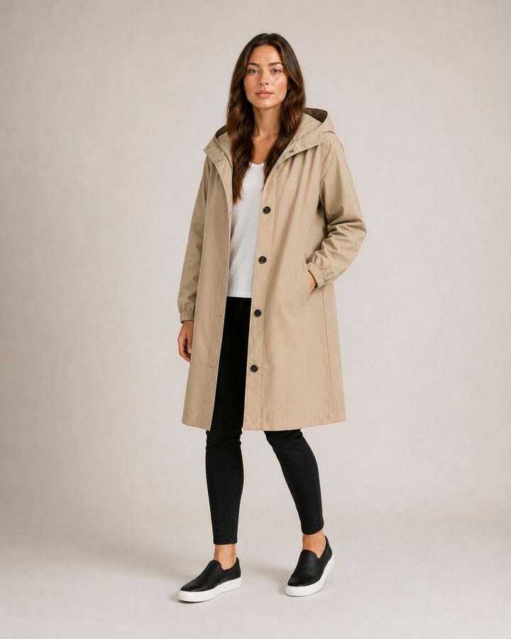 Women's Longline Hooded Coat with Button Front - photo 1