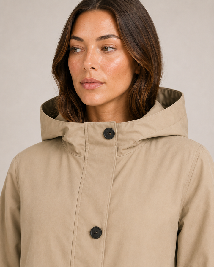 Women's Longline Hooded Coat with Button Front - photo 10