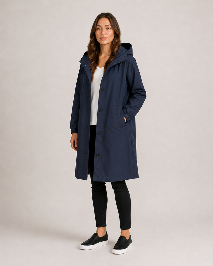 Women's Longline Hooded Coat with Button Front - photo 3