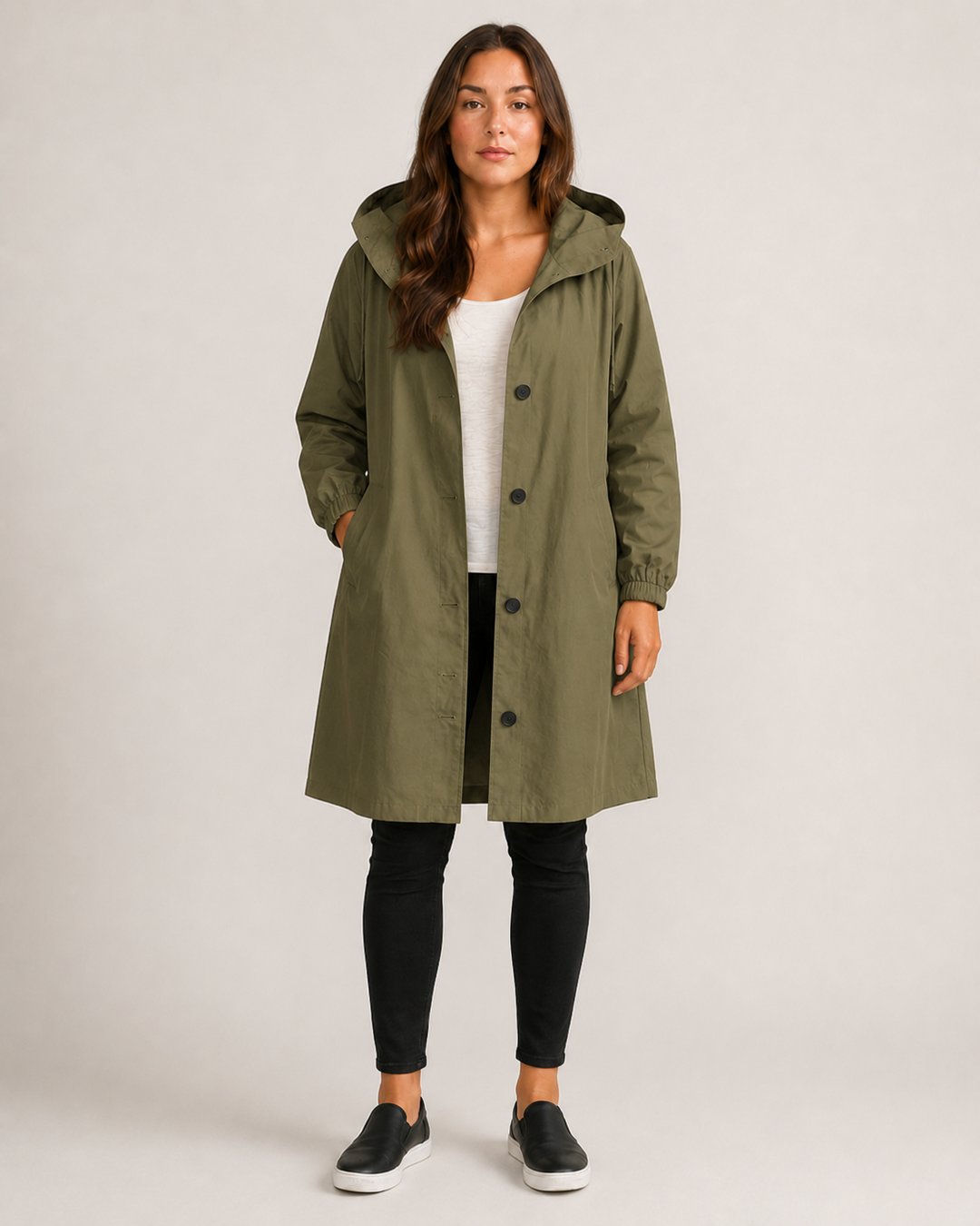 Women's Longline Hooded Coat with Button Front - photo 4