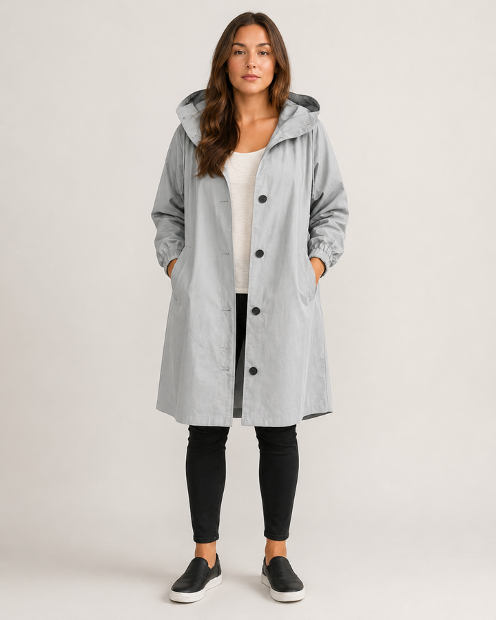Women's Longline Hooded Coat with Button Front - photo 5