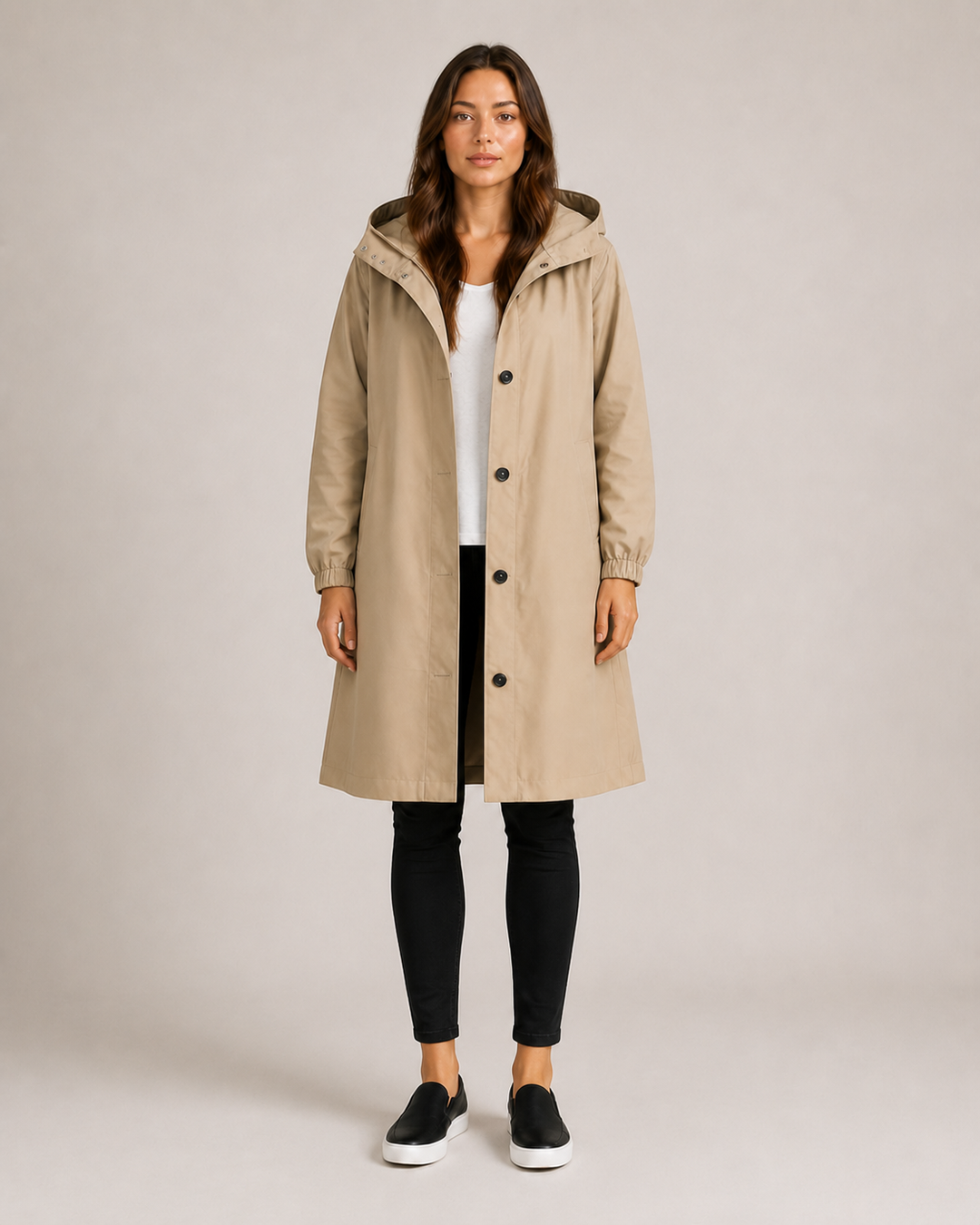 Women's Longline Hooded Coat with Button Front - photo 6