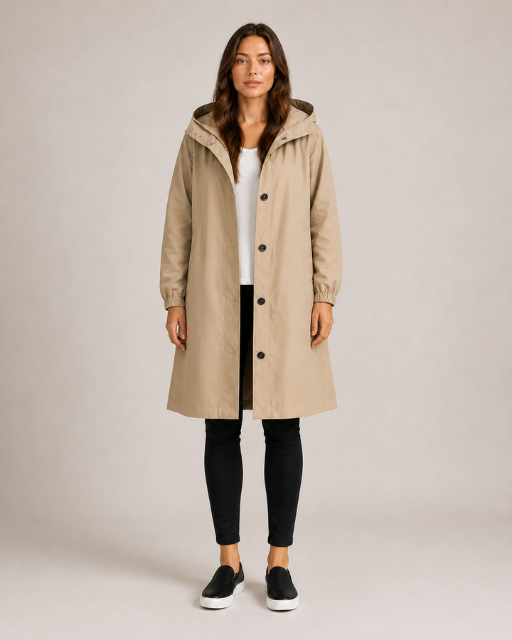 Women's Longline Hooded Coat with Button Front - photo 6