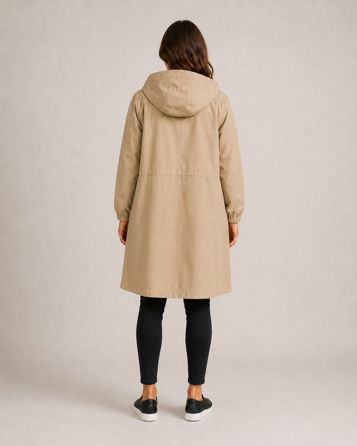 Women's Longline Hooded Coat with Button Front - photo 7