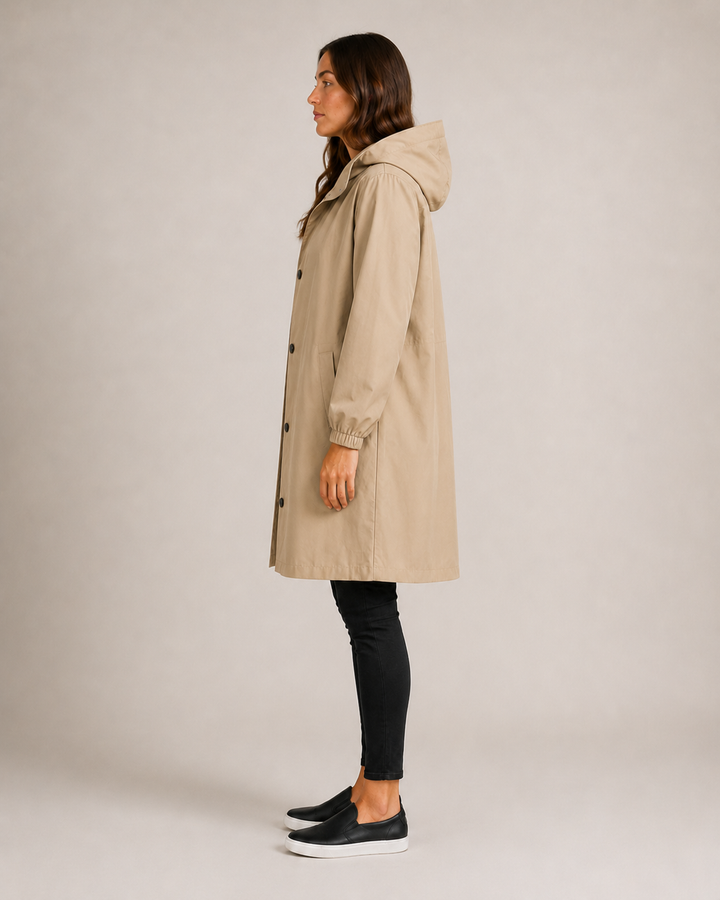 Women's Longline Hooded Coat with Button Front - photo 8