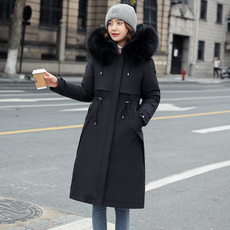 Women's Fleece-Lined Hooded Parka in Black