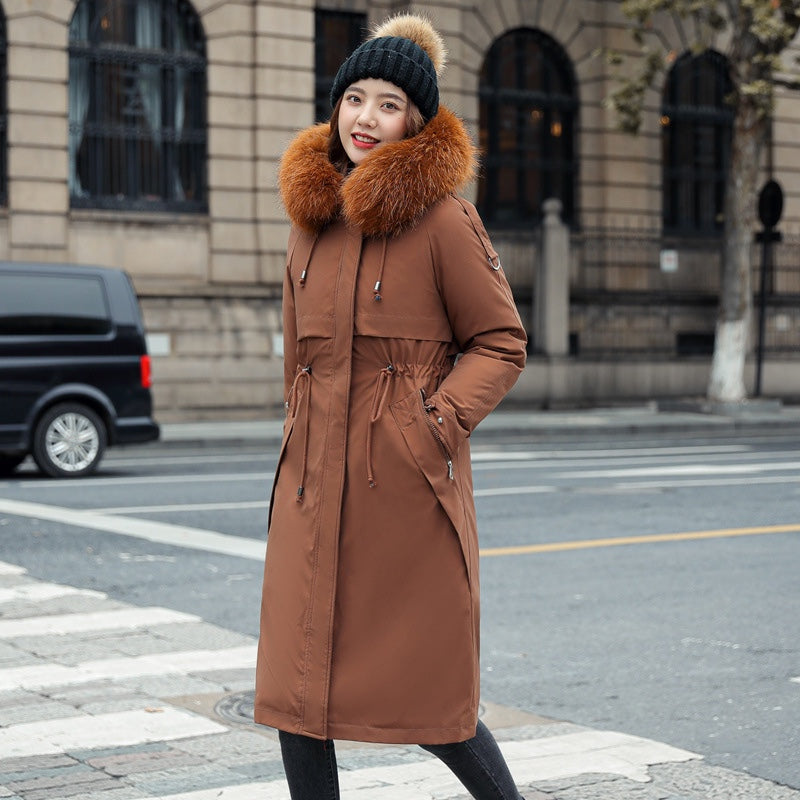 Women's Fleece-Lined Hooded Parka in Brown