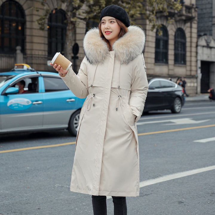 Women's Fleece-Lined Hooded Parka in Cream