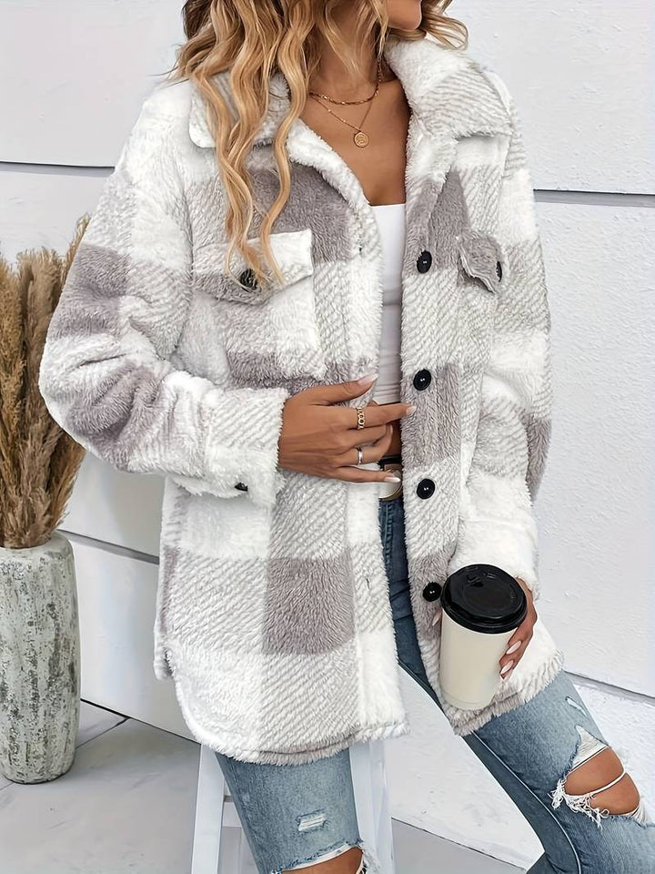 Women's Fleece-Lined Overshirt Cardigan with Button Front - photo 1