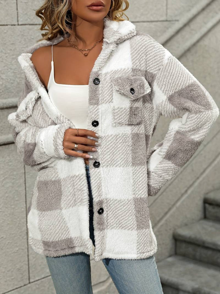 Women's Fleece-Lined Overshirt Cardigan with Button Front - photo 10