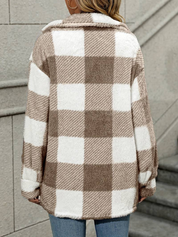 Women's Fleece-Lined Overshirt Cardigan with Button Front - photo 11