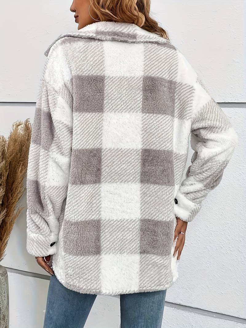 Women's Fleece-Lined Overshirt Cardigan with Button Front - photo 3