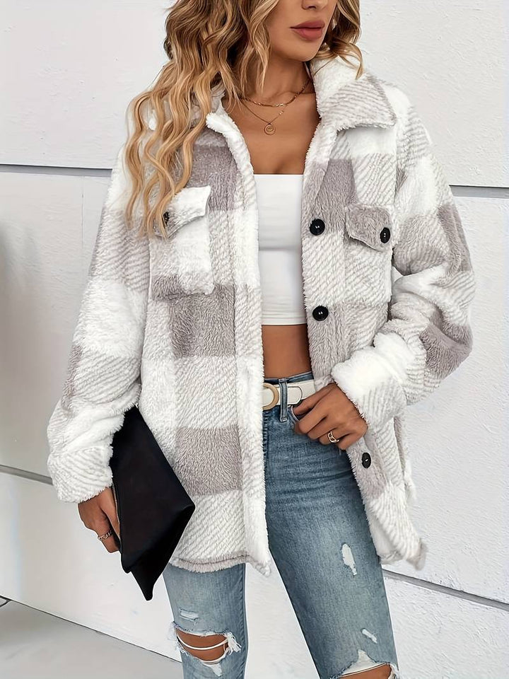 Women's Fleece-Lined Overshirt Cardigan with Button Front - photo 4