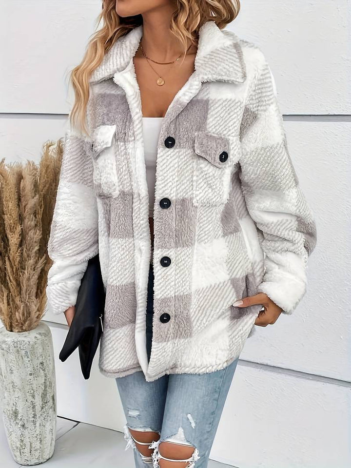 Women's Fleece-Lined Overshirt Cardigan with Button Front - photo 5