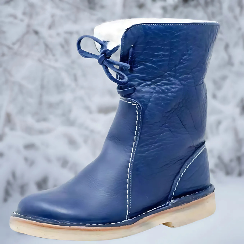 Women's Mid-Calf Boots with Lace Tie and Fleece Lining - photo 2