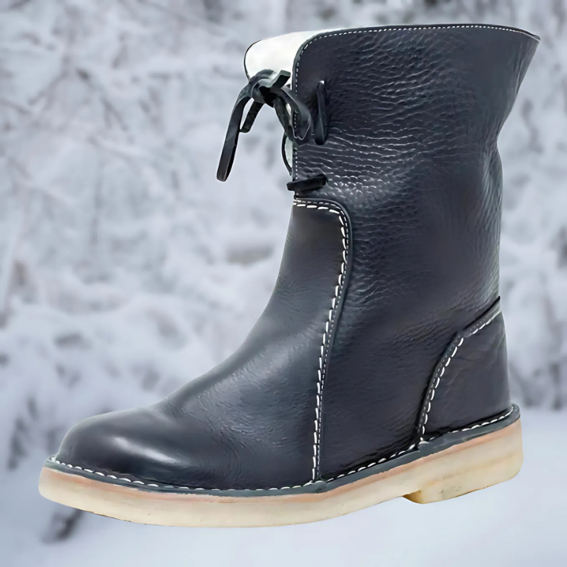 Women's Mid-Calf Boots with Lace Tie and Fleece Lining - photo 4
