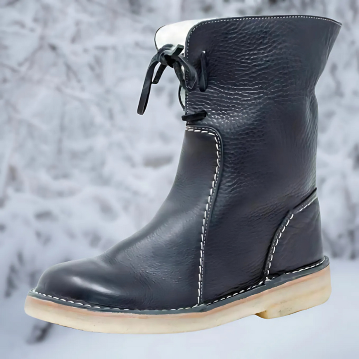 Women's Mid-Calf Boots with Lace Tie and Fleece Lining - photo 4