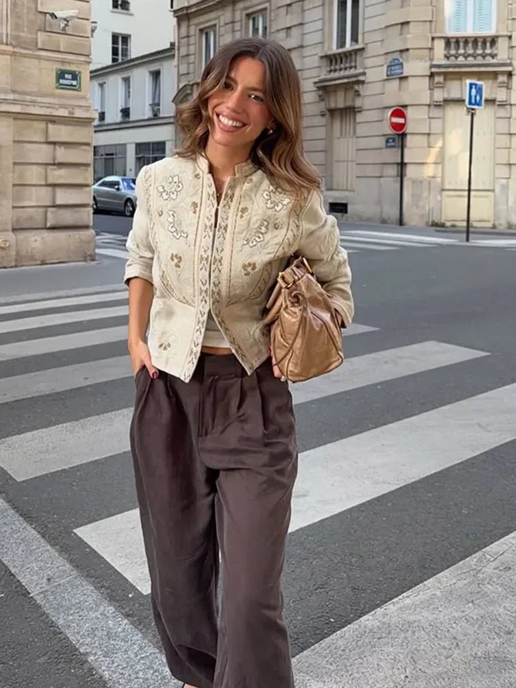 Women's Floral Print Cropped Jacket - photo 1