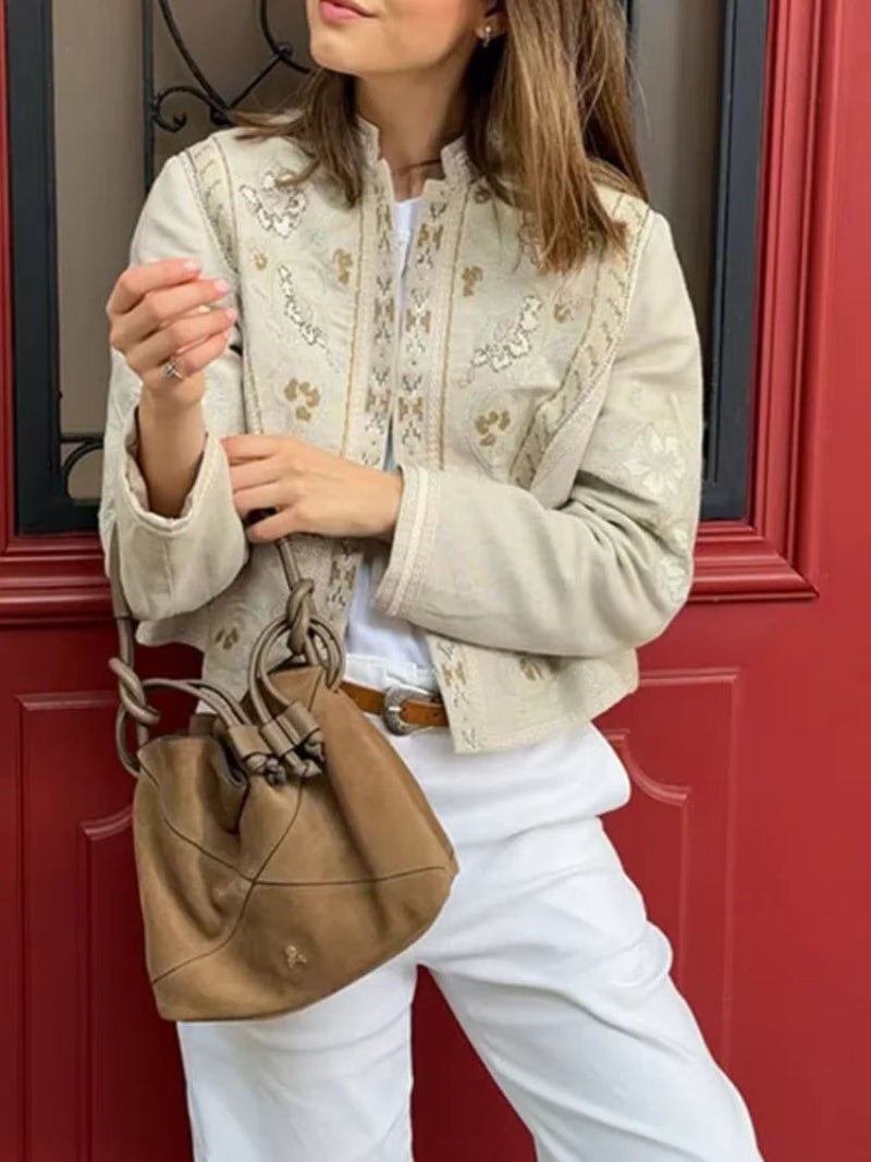 Women's Floral Print Cropped Jacket - photo 5