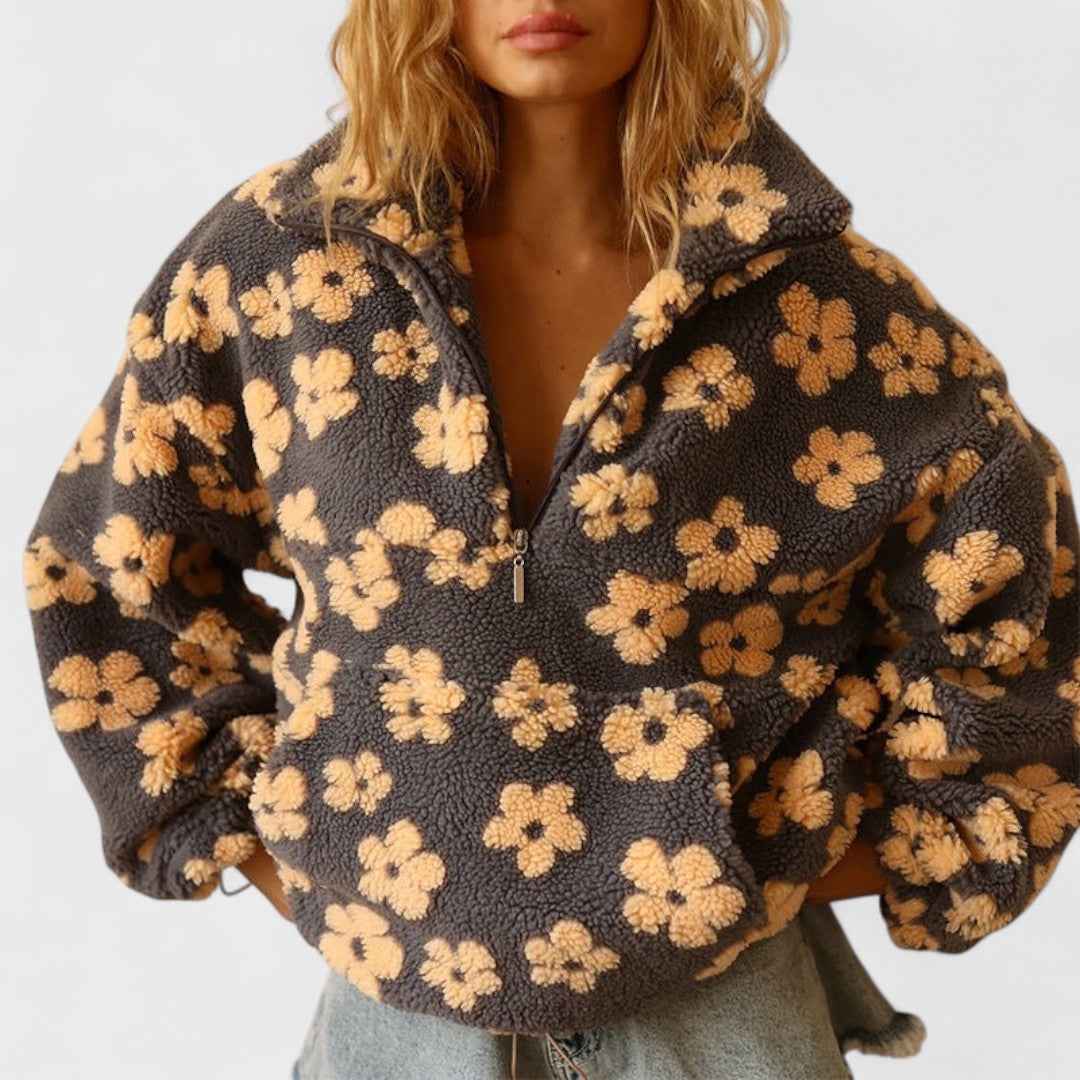 Women's Floral Print Fleece-Lined Jumper - photo 1