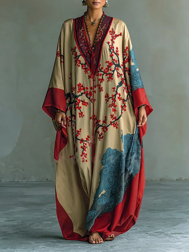 Women's Floral Print Flowing Maxi Dress with Ruching - photo 1