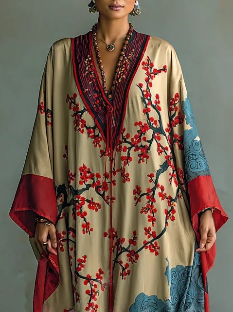 Women's Floral Print Flowing Maxi Dress with Ruching - photo 2
