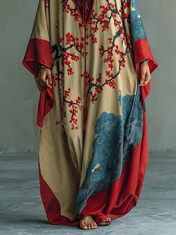 Women's Floral Print Flowing Maxi Dress with Ruching - photo 3