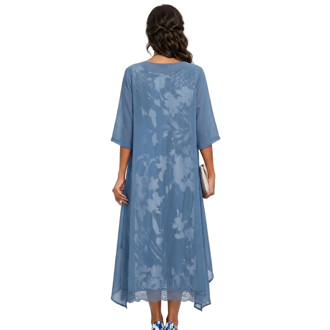 Women's Floral Print Midi Dress with Matching Cardigan - photo 6