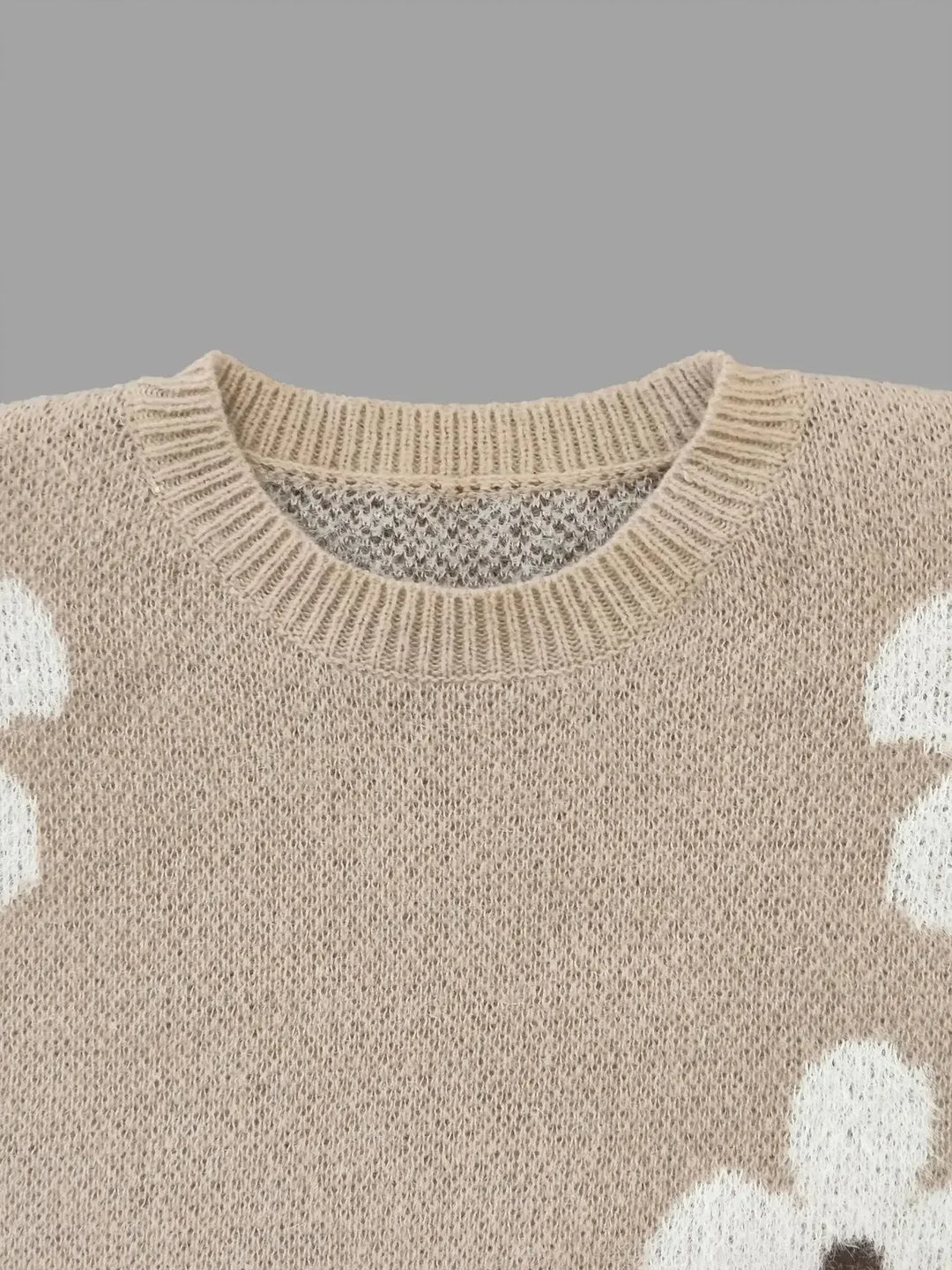 Women's Floral Print Knitted Jumper with Relaxed Fit - photo 7