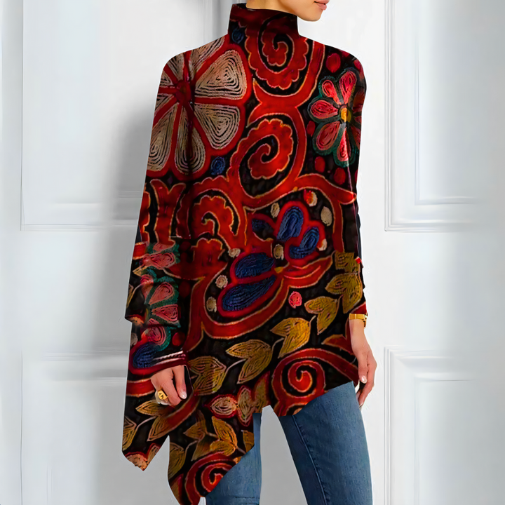 Women's Floral Print Roll Neck Top - photo 1