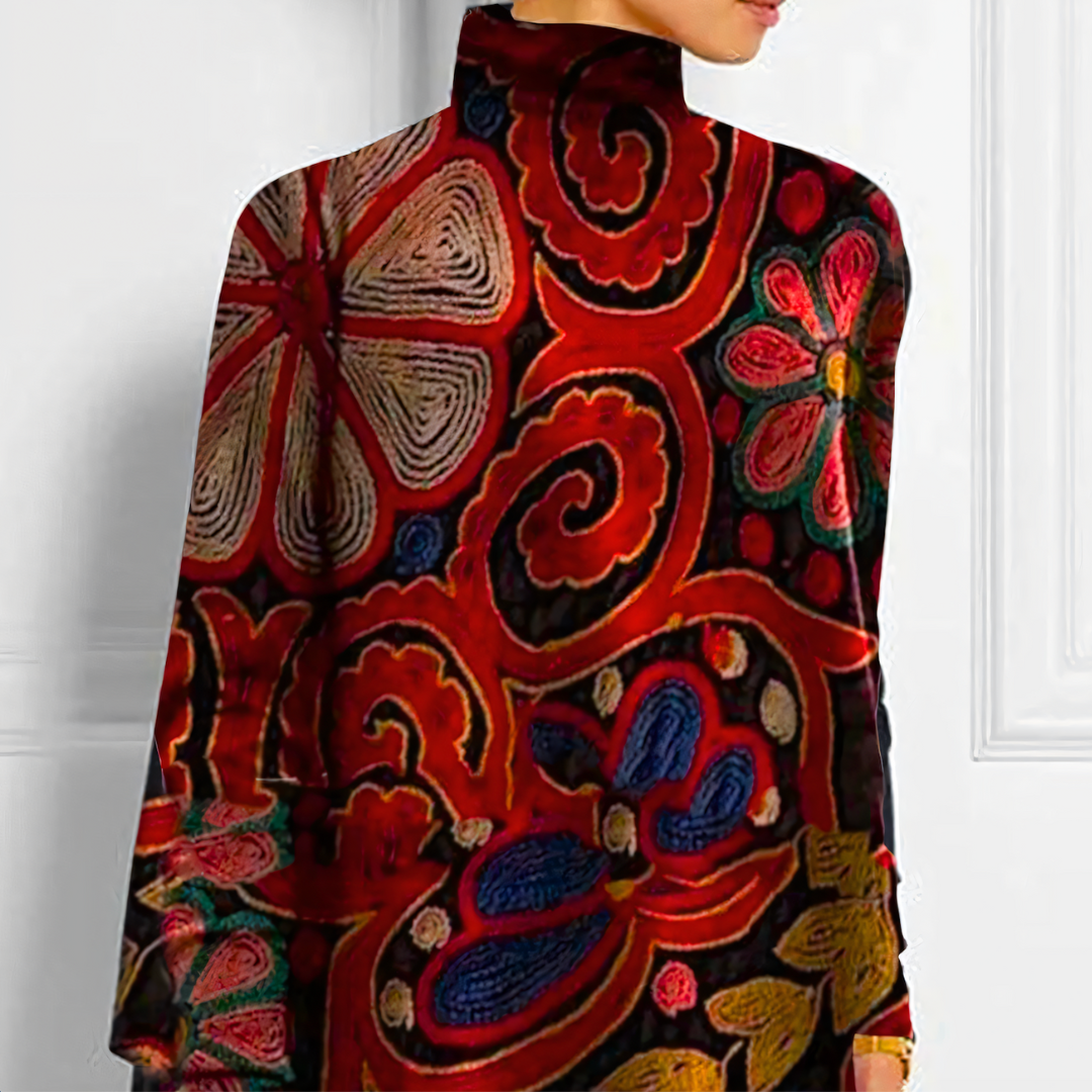Women's Floral Print Roll Neck Top - photo 3