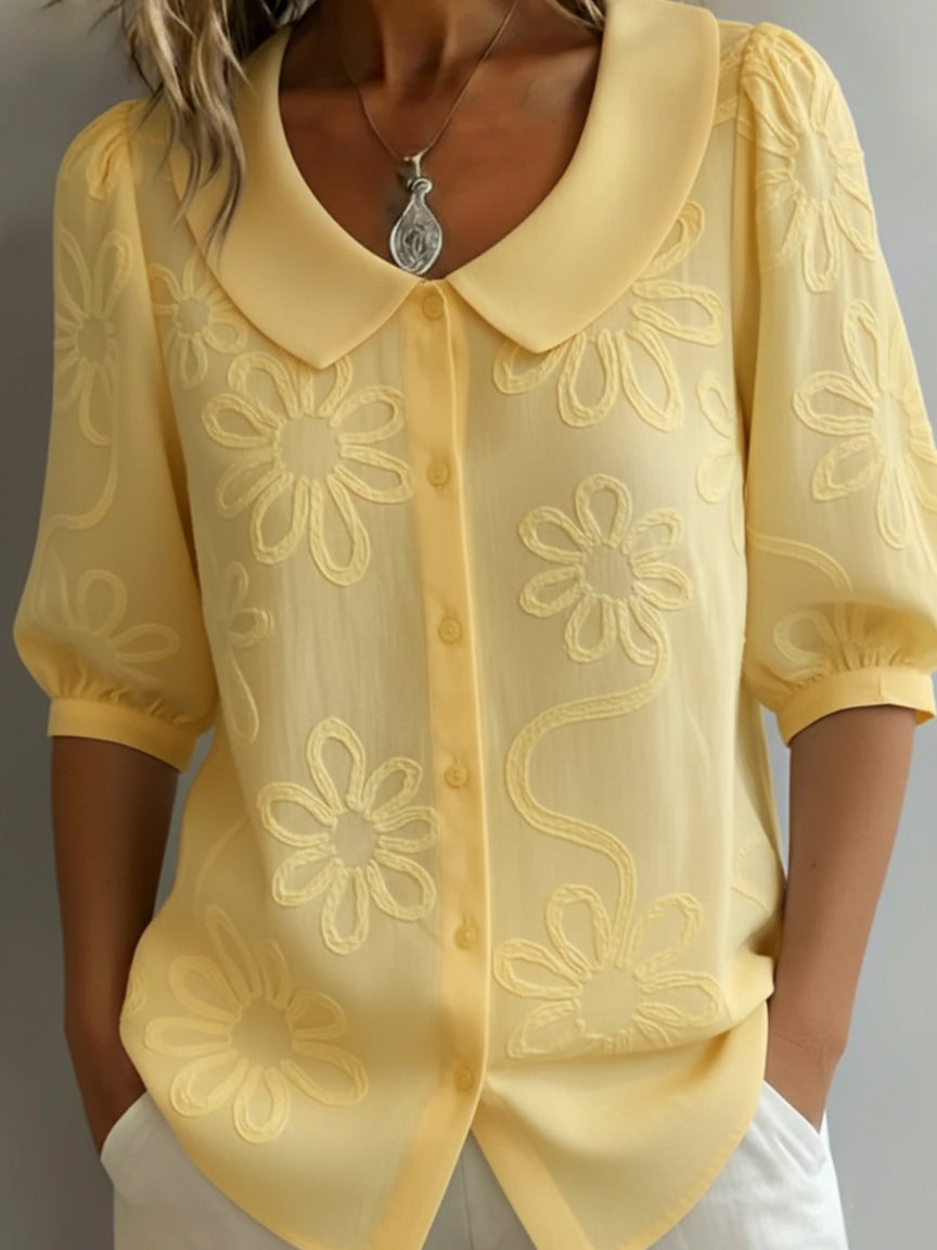 Women's Floral Print Three-Quarter Sleeve Blouse - photo 1