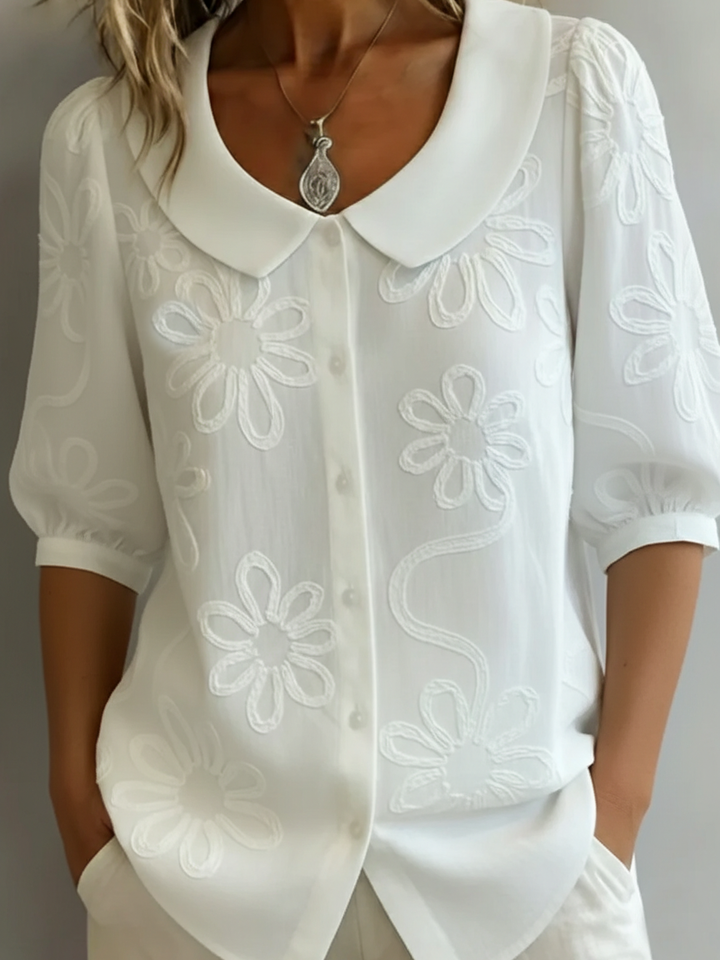 Women's Floral Print Three-Quarter Sleeve Blouse - photo 2