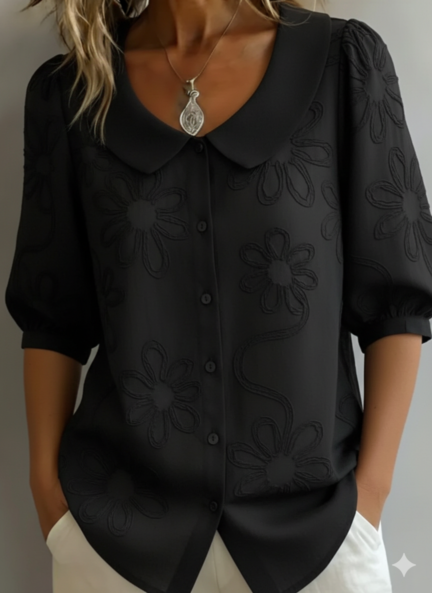 Women's Floral Print Three-Quarter Sleeve Blouse - photo 3