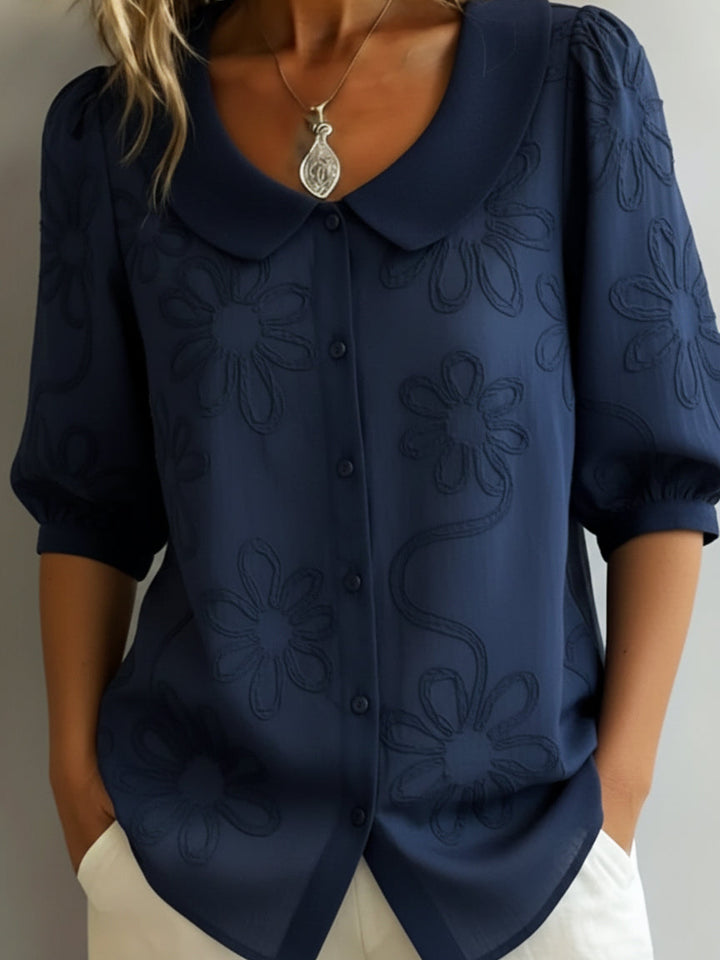 Women's Floral Print Three-Quarter Sleeve Blouse - photo 5