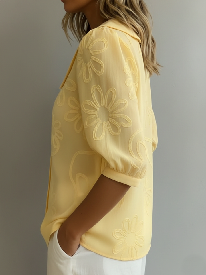 Women's Floral Print Three-Quarter Sleeve Blouse - photo 6