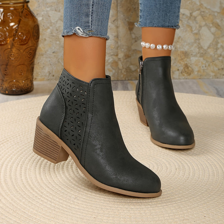 Women's Heeled Zip-Front Ankle Boots with Cut-Out Detail - photo 10