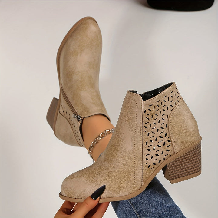 Women's Heeled Zip-Front Ankle Boots with Cut-Out Detail - photo 3