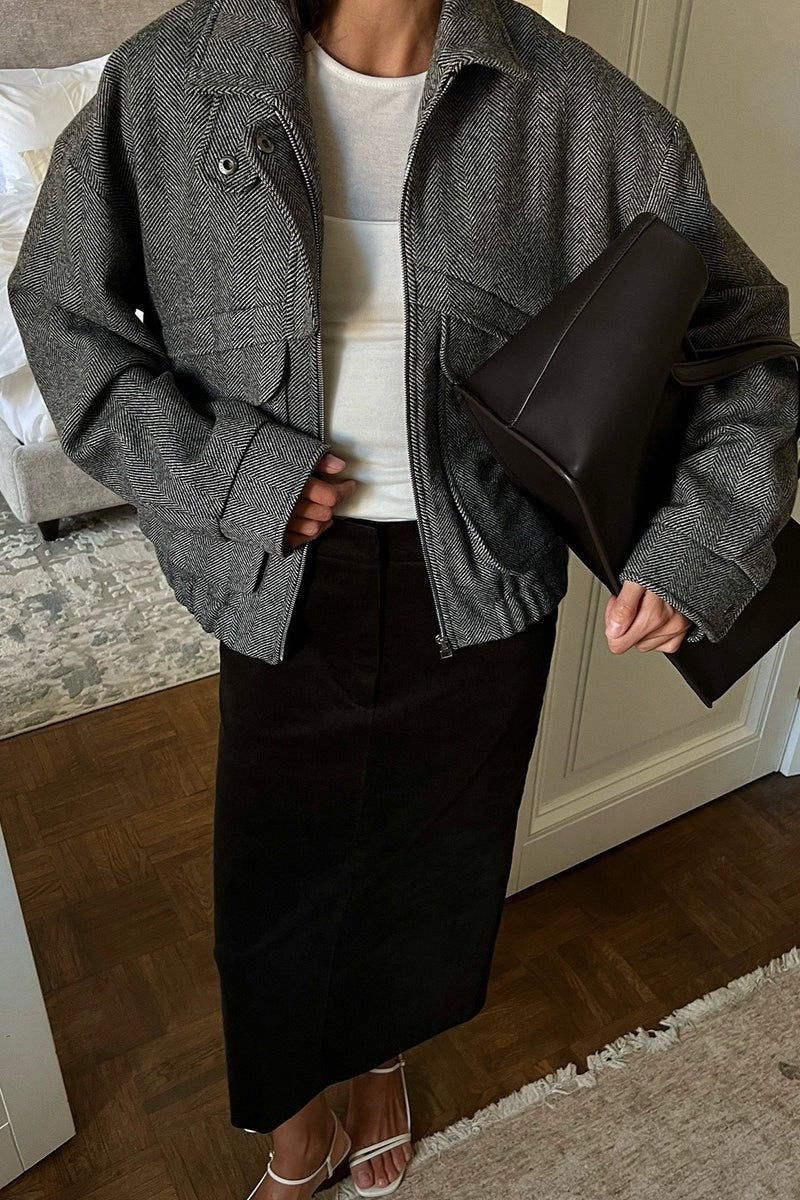 Women's Herringbone Coat with Stand Collar - photo 1
