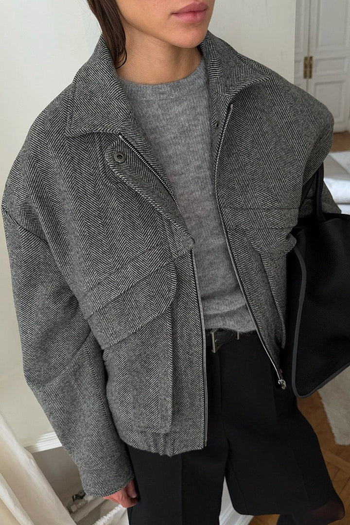 Women's Herringbone Coat with Stand Collar - photo 3