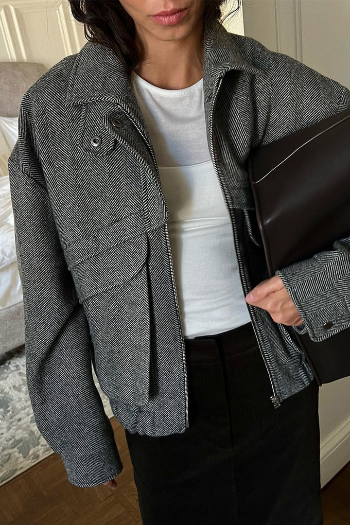 Women's Herringbone Coat with Stand Collar - photo 4