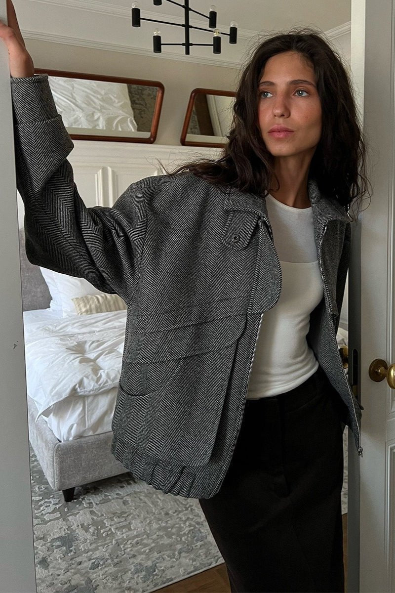 Women's Herringbone Coat with Stand Collar - photo 5