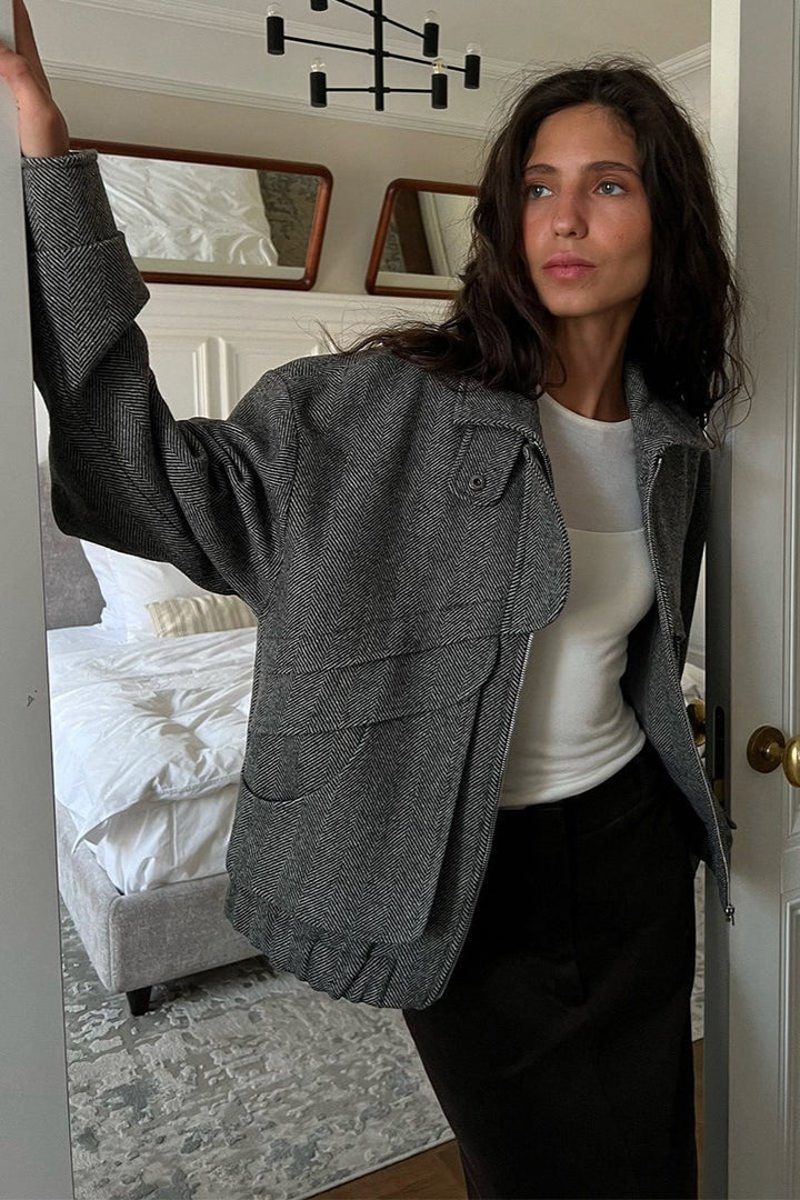 Women's Herringbone Coat with Stand Collar - photo 5